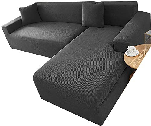 ZZDZW Sofahusse L Form, Sofabezug Wasserdicht Sofa Überzug Ecksofa Beige Rechts Links Couchbezug U Form Groß Couch Hussen 1 2 3 4 Sitzer Stretch Eckcouch L-vormig Bezug Sofabezüge