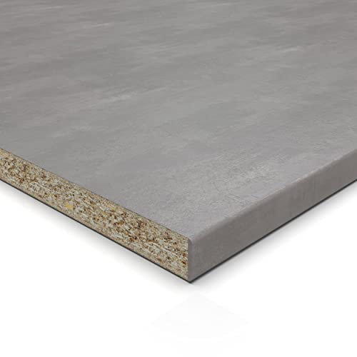 AUPROTEC 19mm Spanplatte Zuschnitt Beton melaminharzbeschichtet Länge bis 200cm Dekorplatten Zuschnitte mit Umleimer Auswahl: 160 x 60 cm (ABS Kante Lange Seite)