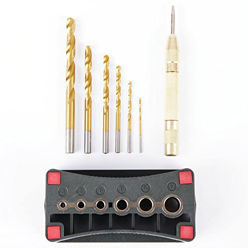 HSS - Bohrer - Set 8-teilig - Metallbohrer (2-8mm) - inkl. Bohrschablone und Körner - Spiralbohrer