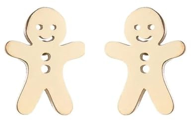 BlackAmazement 2er Set 316L Edelstahl Ohrstecker Ohrringe Lebkuchenmann Gingerbread Man silber rose gold schwarz Damen (Gold)