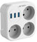 Prise Multiple USB Murale, JSVER FR Multiprise Murale 16A 3 Prises AC et 3 Ports USB(5V/3,1A, 15,5W) Prise Universelle Electrique pour Domicile/Bureau/Voyages -Blanc