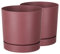 Tymar - Maceta con platillo, 2 macetas decorativas de plástico, forma redonda moderna para interiores (ø 40 cm, 2pack)