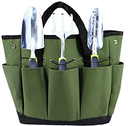 Sac de Rangement pour Outils de Jardin Grande Capacité Sac à Main de Outils de Jardin Polyvalent Sacoche Porte Outils avec 8 Petite Pochettes en Oxford Etanche Sac Outillage de Jardinage avec Poignée