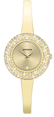 Sekonda Radiance Womens Analogue Watch 30mm Gold Bangle | Mineral glass crystal, jewellery clasp, sunray dial, ion-plated case, Japanese quartz movement
