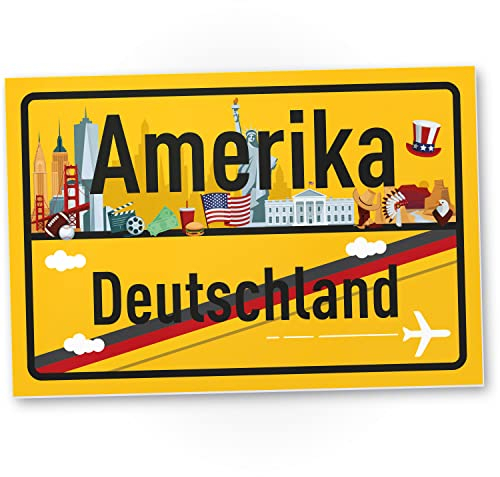 DankeDir! USA Amerika Deutschland Ortsschild - Schild 30 x 20 cm - Geschenk Idee Gutschein Reise Urlaub Reisegutschein Geldgeschenk Abschiedskarte Geschenkidee Deko Karte