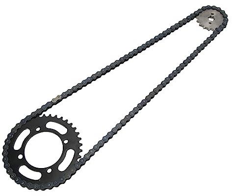 Catene Anteriore Set Pignone Posteriore Kit Pignone Adatto per Pit Bike e Mini Bike 50 70 90 110 125 Cc Include Piastra di Fissaggio e Viti Design della Curva 'ingranaggio Riduce L'attrito della