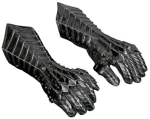 Nagina International Nazgul Fantasy Stahlhandschuhe | Lord Ringwraiths Antik Schwarz Finish Mittelalter Kreuzritter Rüstung Handschuhe | Cosplay & Halloween Unisex Erwachsene, Schwarz, Standard Adult