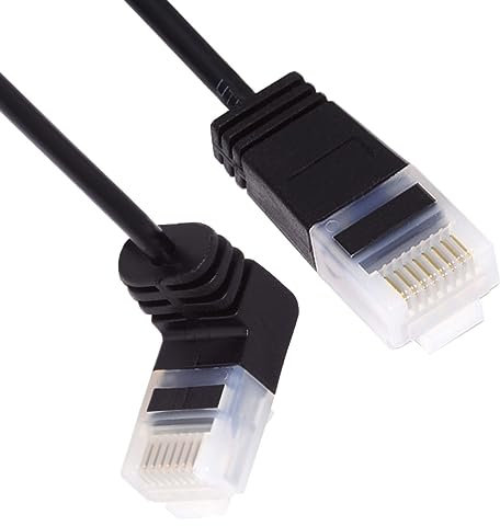 CY Cable Ethernet Cat6 ultrafino RJ45 en ángulo UTP, cable de conexión de red LAN Cat6a de 90 grados para laptop, router, TV Box