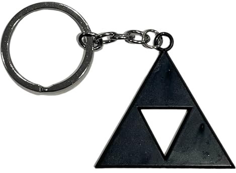 South Coast Jewellery Portachiavi in metallo con scritta Legend of Zelda, per borsa, astuccio con ciondolo, accessorio con cerniera, Triforce Nero, ~3-6cm