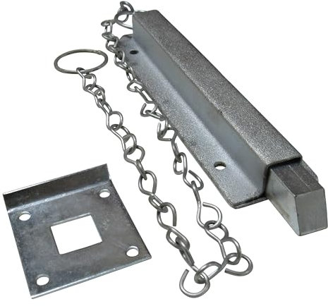 Spring Loaded Chain Bolt Latch (Pull Back Sprung Door Gate Catch Zinc Plated Black) (Zinc Plated)