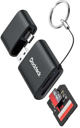 SD Kartenleser, Dockteck USB 3.0 Kartenleser auf Micro SD Kartenadapter, 5G SD Speicherkartenleser, USB A-C Adapter, Dual-Slot Kartenleser für UHS-I SD/Micro SD/SDHC/SDXC/MMC, Suppot OTG für Plug&Play