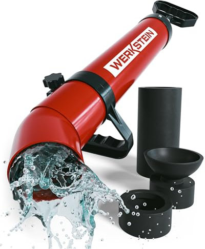 WERKSTEIN Rohrreinigungspumpe Inkl. 3x Aufsätze I Hochdruck Abflussreiniger zur schnellen und effektiven Rohrreinigung in Bad, Küche und WC I Rohrreiniger Pumpe Rohrreiniger Druckluft