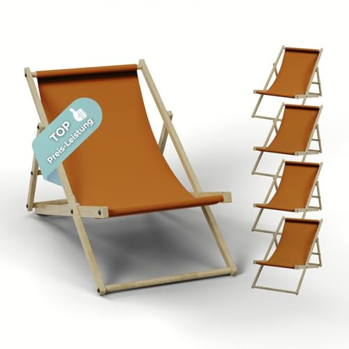 HAGO Liegestuhl Orange Liege Stuhl Strand Strandliege Sonnenliege Gartenliege Klappstuhl Lounge Chill 5 Stück