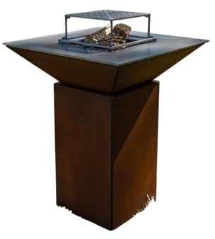 Pack Brasero Printemps - CÉVENOL Simple Cuve Acier Corten - 74x74x90 cm - Un brasero carré au style authentique et naturel pour vos soirées en plein air