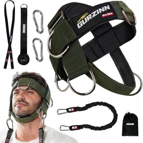 Neck Harness Padded Strength Trainer-Improve Neck Strength and Reduce Neck Pain,Neck Trainer with 37 inch/95 cm Heavy Duty Rope,Adjustable & Omnidirectional Neoprene Strap, Neck Harness for Gym & Home