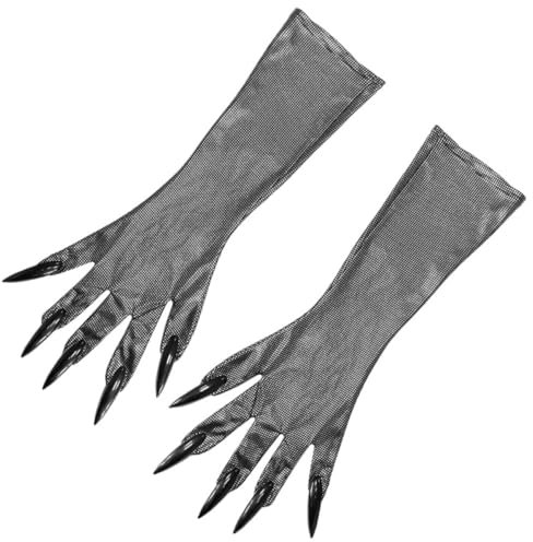 AOKWAWALIY 1 Pair Cat Women's Gloves Cat Claw Gloves Halloween Costume Accessories Halloween Costume Props Claw Gloves Cat Nail Gloves Black Gloves Cosplay, black, 45.00X11.00X0.50CM