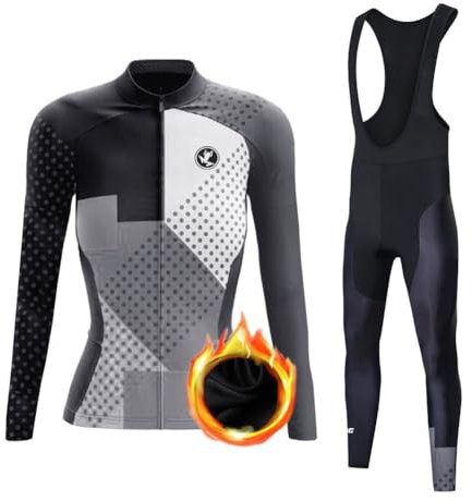 UGLY FROG 2024 Damen Langarm Radsportanzüge Radtrikot Kleidung Langärmeliges Fahrradtrikot mit Thermofleecefutter Radhose mit Sitzpolster Winter