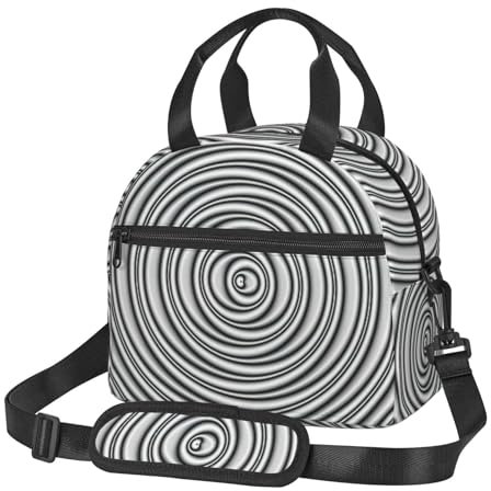 WURTON Vielseitige Lunchtasche, isoliert, für Damen und Herren, mit optischem Spin-Illusions-Aufdruck