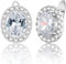 WOVEE Ohrringe Oval Ohrstecker AAA Zirkonia Weiß Elliptisch Glitzer Stein Stecker Silber 925 Damen Frauen Braut Hochzeit Silberohrringe Damenohrringe