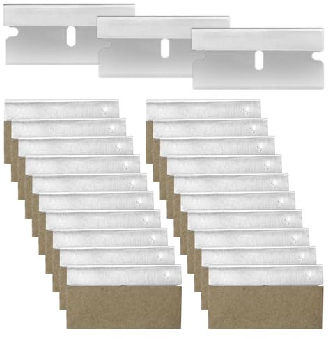 GYSRXS 100 Pezzi Lame di Ricambio per Raschietti Doppio Taglio Raschietto Vetroceramica Acciaio Inossidabile lamette per Raschietto Per Piano Cottura in Ceramica,4×1.9CM