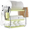 Escurridor de cubiertos - Soporte de encimera de cocina, escurridor de platos de acero inoxidable | Organizador de cuencos de platos de 3 niveles, soporte de secado que ahorra espacio, soporte de