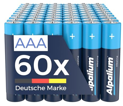 ALPALIUM AAA Batterien 60 Stück Alkaline Vorratspack - leistungsstark und langlebig - z.B. für Lichterketten, Computerzubehör, Taschenlampen und mehr, LR03 1,5V