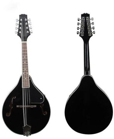 Mandoline Instrument Set Für Anfänger Schwarze Mandoline Im A-Stil 8-saitig Mandoline Aus Lindenholz Ebenholz Mit Tasche Stimmgerät Stoff Für Üben Von Saiteninstrumenten(A)