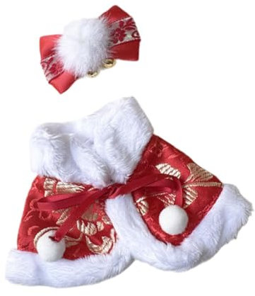 F Fityle Plüschpuppe im antiken Stil, Schal, Umhang, DIY Foto-Requisiten, modisches, auffälliges Cape, Puppenkleidung, Kostüm-Set für 5,91-Zoll-Puppen, Rot