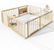 ZIKEBTUY Baby Laufgitter klappbar Laufstall mit Sicherung 160x160x61cm Kinder Activity Center Absperrgitter für Kinder aus Holz Krabbelgitter individuell formbar Mit musikalischem Spielzeug