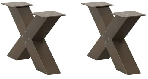 vidaXL Couchtischbeine X-Form 2 Stk. Naturstahl 60x(30-31) cm Stahl, Tischbein, Tischbein Metall, Esstischbein, Möbelbein, Schreibtischbein