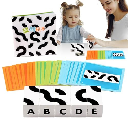 Peufcmi Blöcke Puzzle -Tischspiele, rotierende Baustein | Interaktives pädagogisches lustiges Puzzle -Board | Action Learning Toy, sensorisches Gebäudespielzeug für Mädchen, Junge, Heimgebrauch
