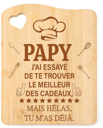 Tulolvae Cadeau Papy, Planche à Découper en Bambou Cadeaux Papi, Cadeau Anniversaire Grand Pere Cuisine, Idee Cadeaux Fete des Grand Pere Noel pour Homme