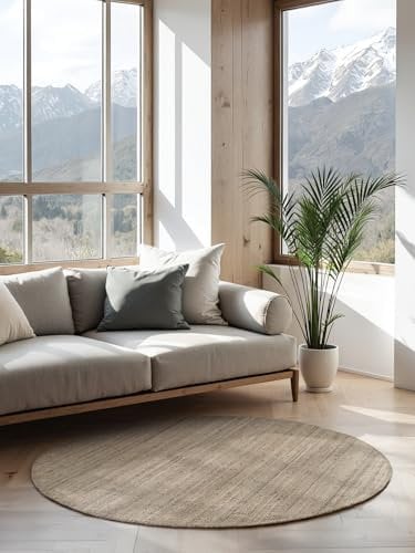 Hanse Home Jute Teppich Rund – Natur Wohnzimmerteppich aus 100% Jute - Handgewebt & Natürlich – Boho Naturfaser Juteteppich für Wohnzimmer, Schlafzimmer, Esszimmer – Natur Grau Braun, Ø 160cm