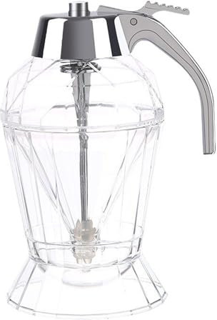 tuwiwol Honey Dispenser Glass Practical Honey Jar With Stand ABS Honey Dispenser No Drip Glass With Stand Maple Syrup Dispenser