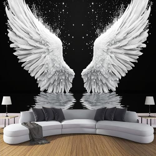 Fototapete Engelsflügel 250x175cm Seide Foto Tapete Flügelreflexion XXL Wandtapete für Wohnzimmer Schlafzimmer Esszimmer Wanddekoration