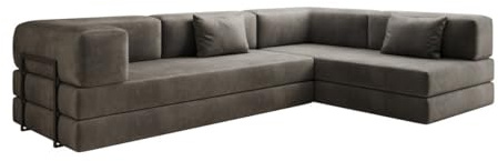 Luxusbetten24 Designer Sofa Lazy L in Samt Grau Rechts