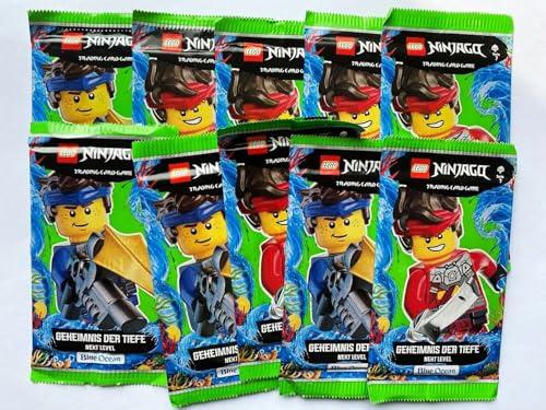 LEGO 10x Booster Pack Ninjago Trading Card Game Geheimnis der Tiefe Next Level Blue Ocean Sammelkartenspiel 50 Karten - verpackt Tüte