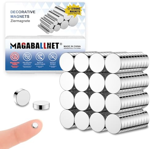 MAGABALLNET 100 Stück Mini Starke Magnete, 5×1mm Kühlschrankmagnete, Kleine Neodym Magnete für Pinnwände, Kühlschränke, Handwerk, Büro, Küche