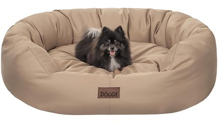 PillowPrim Hundebett | Hundekörbchen für kleine, mittelgroße und große Hunde | Hundekissen | Hundesofa | EInfach zu reinigen | L - 76x59 cm | Beige