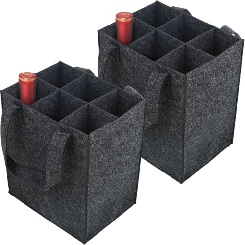 lakigoes Porte-bouteilles pour 6 bouteilles, 2 sacs en feutre pour 6 bouteilles de carnaval, sac en feutre avec compartiments, sac à main pour homme, sac à bière, sac à boissons pour 6 bouteilles, sac
