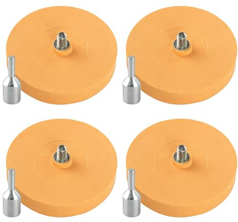 BAIFULAI 4 Stück Folienradierer mit Adapter: 88 mm Aufkleber Radierer Dick 15mm, Aufkleberentferner Radierscheibe Professionellen Entfernen von Folien und Kleberesten am Fahrzeug, Auto oder Motorrad