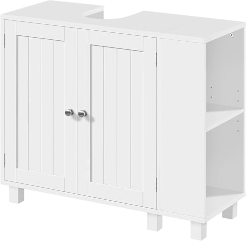 Abician Meuble sous Lavabo, Meuble de Salle de Bain, avec Étagère Réglable, 2 Portes
