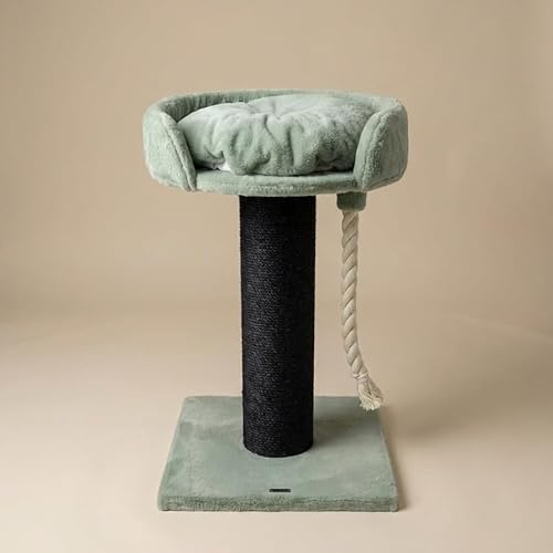 RHRQuality Cat Tree for Large Cats - Chartreux – 80 cm High – With Extra Thick 20 cm Sisal Pole - Luxury Lying Area of ⌀60 cm – Blackline Beige