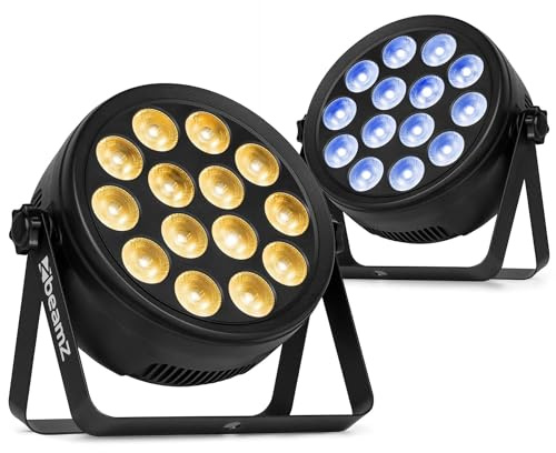 BeamZ BCC165 LED PAR Scheinwerfer, 2er Set – 14x 4W RGBW-UV LEDs, Partylicht mit DMX & Musiksteuerung, Effektstrahler mit Fernbedienung & Vorprogrammierte Shows – Bühnenbeleuchtung, DJ Light