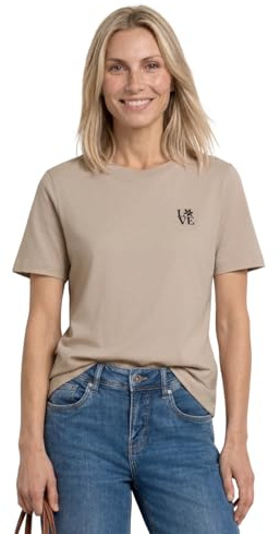 Damen T-Shirt mit Rundhals und Printdetail