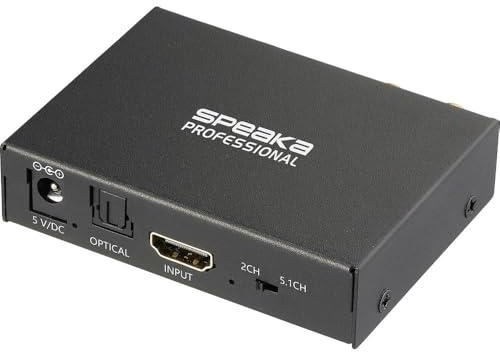 SpeaKa Professional SP-HDS-300 2 Port HDMI-Splitter Ultra HD-fähig, mit eingebautem Konverter, mit Audio-Ports 3480 x 2