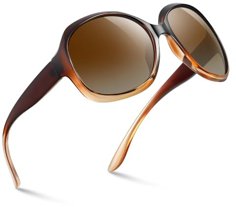 kunchu Groß Sonnenbrille Damen Polarisiert Vintage ÜberGroße Trendy Brille | UV Schutz Retro Klassisch Große Sonnenbrillen für Damen Oversized Rahmen Ultraleichtes,Reisen, Einkaufen, Fahren, Partys