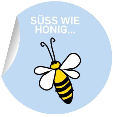 54 süße Bienen Aufkleber auch für Selbstgemachtes, MATTE Papieraufkleber für Geschenke, Sticker selbstklebende Etiketten - Paket Brief Deko (ø 30mm; 1 Motiv): Süß wie Honig...