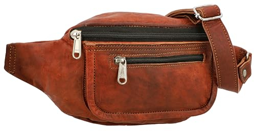 Gusti Gürteltasche Leder - Tristan Damen und Herren Bauchtasche Festivaltasche Braun Leder