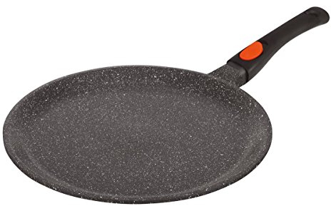 Kamberg - Poêle à crêpe / Crêpière 32 cm - Manche Amovible - Fonte d'Aluminium - Revêtement Type Pierre - Tous Feux dont Induction - Sans PFOA - 0008052, Noir